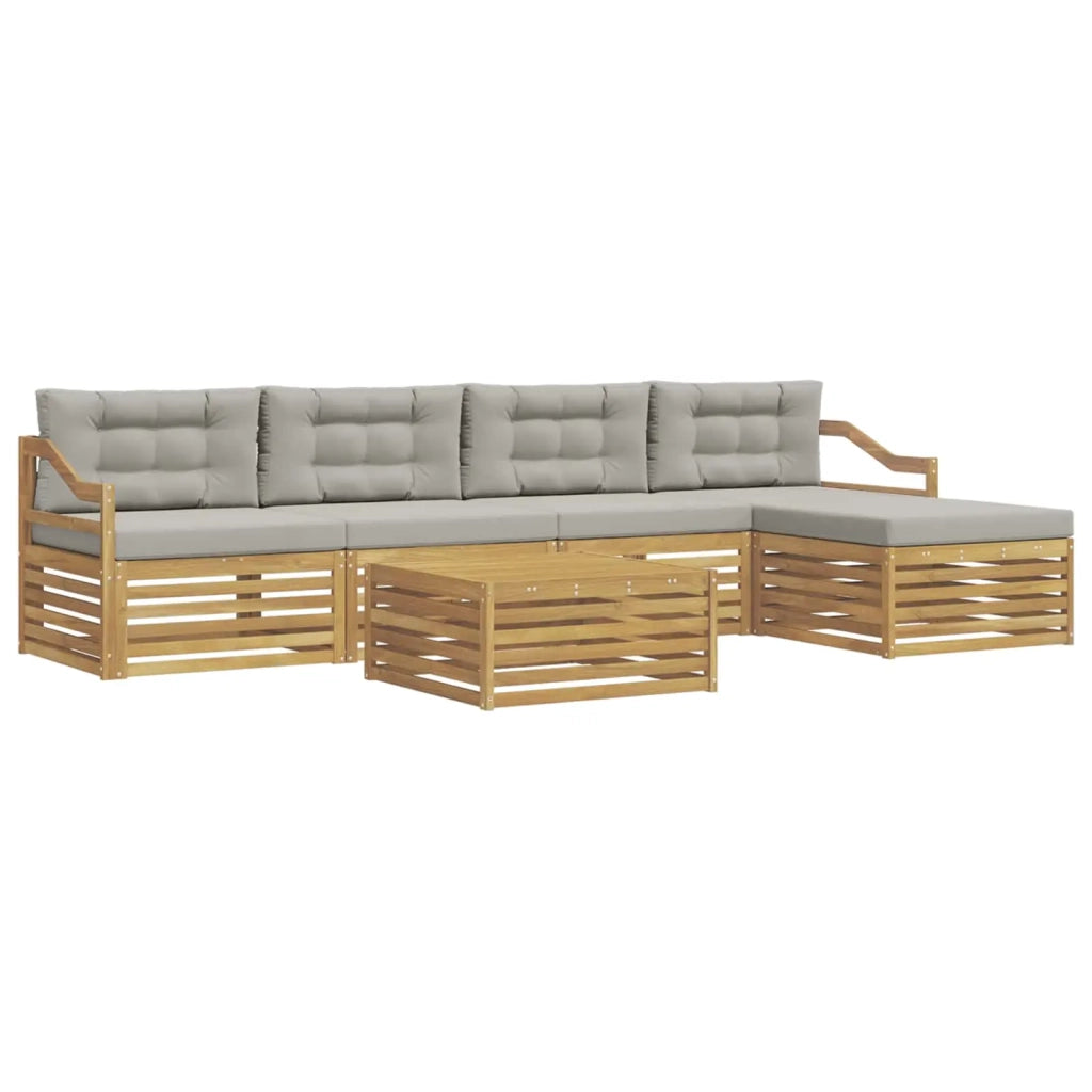 Set di divani da esterno 6 pz Bianco e Grigio Chiaro Poliestere 3390381
