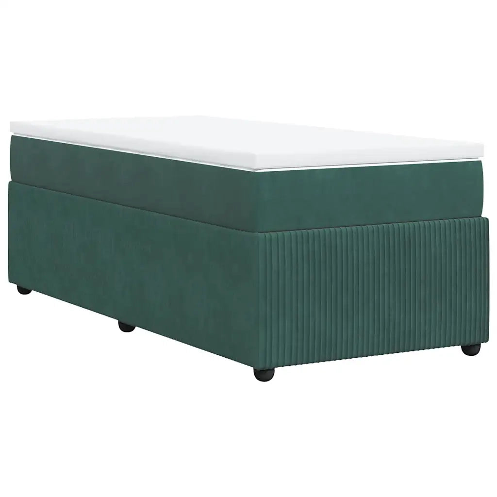 Giroletto a Molle con Materasso Verde Scuro 90x200 cm Velluto
