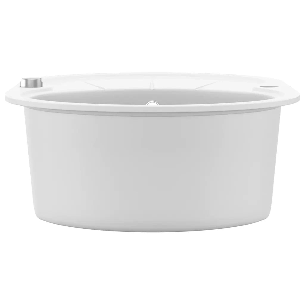 Lavello da Cucina in Granito Vasca Singola Ovale Bianco CFW7344162