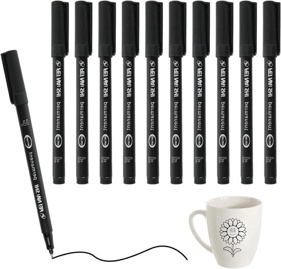 10 punti permanenti inchiostro nero - secca rapidamente e impermeabile - ideale per Doodling e marcatura su diversi materiali