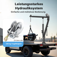 Gruetta per pick up idraulica con verricello max 900 kg 1800 mm girevole a 360° Mini gru di sollevamento