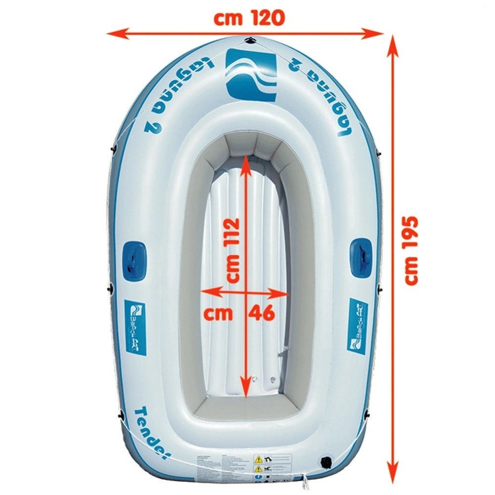 Trade Shop - Canotto Gonfiabile 198 X 117 Cm Laguna 2 Posti Mare Fiume Bianco Azzurro -