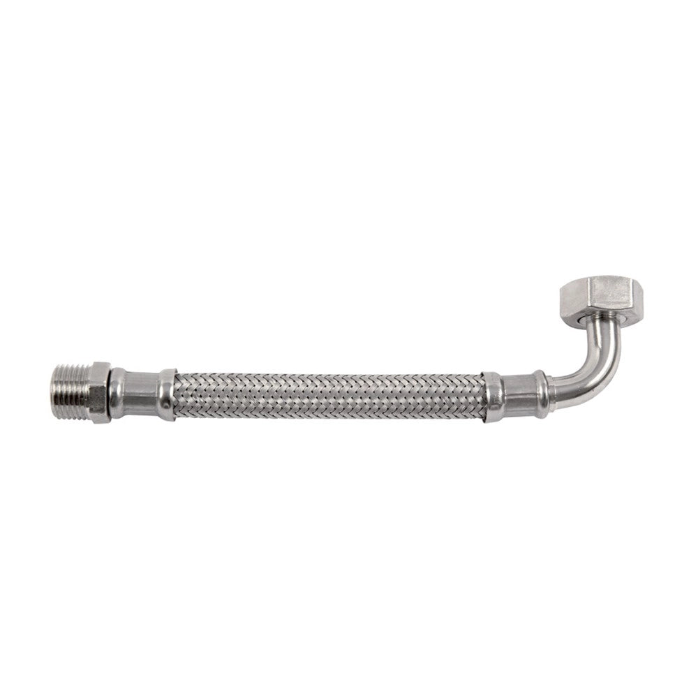Flessibile in acciaio inox 1/2" m - 3/4" f con curva