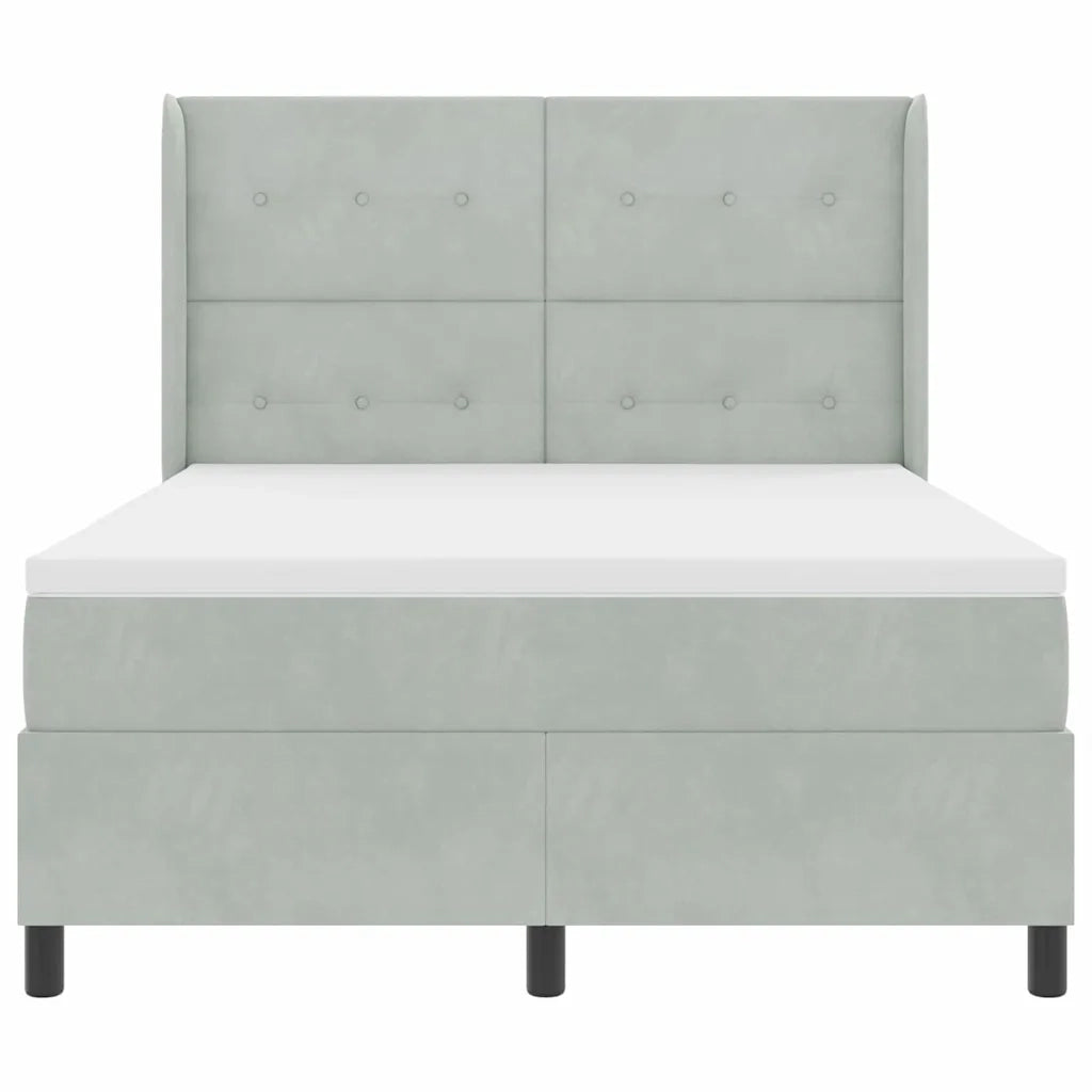 Letto a molle con testiera Grigio chiaro 160 x 200 cm Velluto