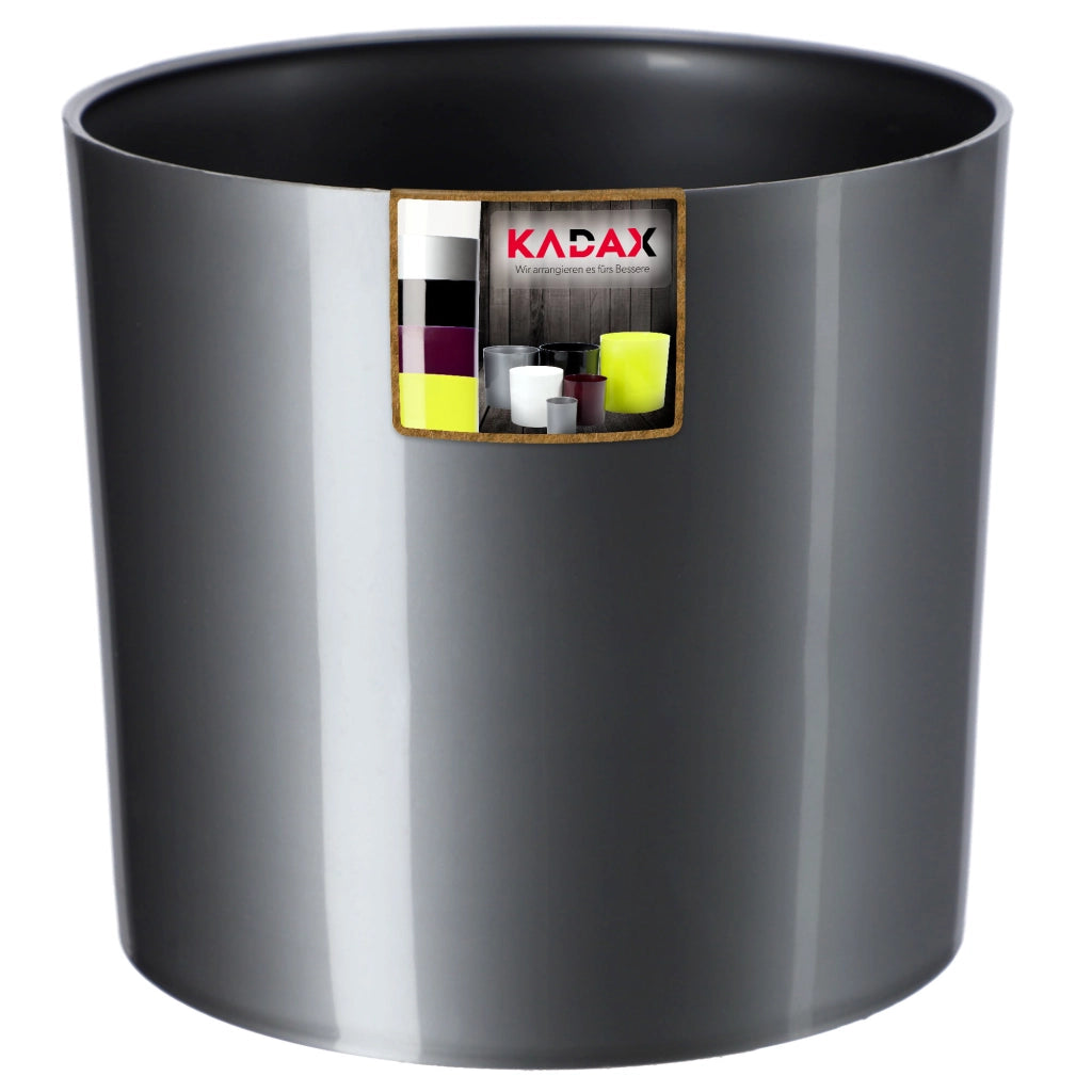 Vaso da fiori rotondo in plastica KADAX, 12,5 cm, colore argento.