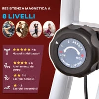 Cyclette Pieghevole da Fitness in Acciaio, Cyclette Magnetica Pieghevole da Casa con Altezza Regolabile, Resistenza Magnetica a 8 Livelli, Schermo LCD, 43x97x109cm, Rosso