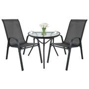 Set Bistro Island con Tavolo Semicircolare e 2 Sedie Sofia Grigie