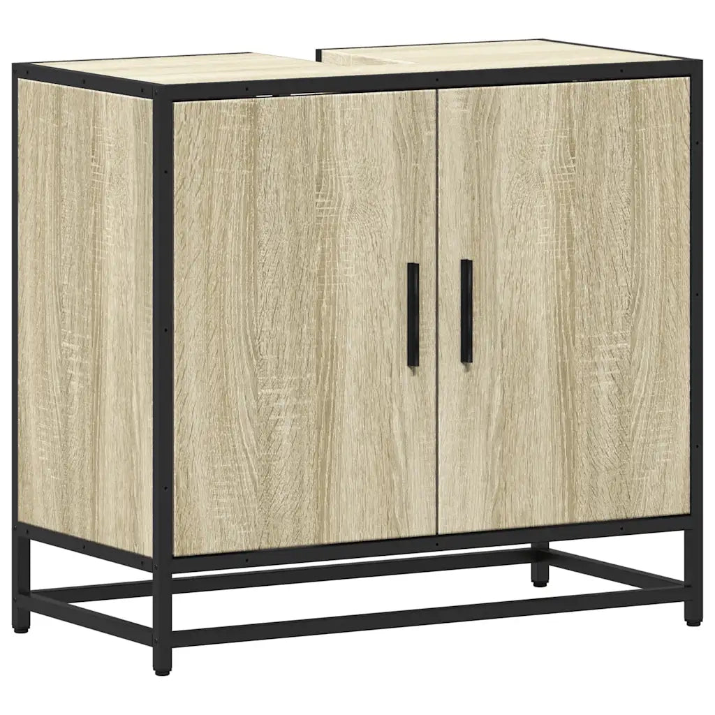 Mobiletto per Lavabo da Bagno Rovere Sonoma 65x33x60 cm Legno Massello 849265