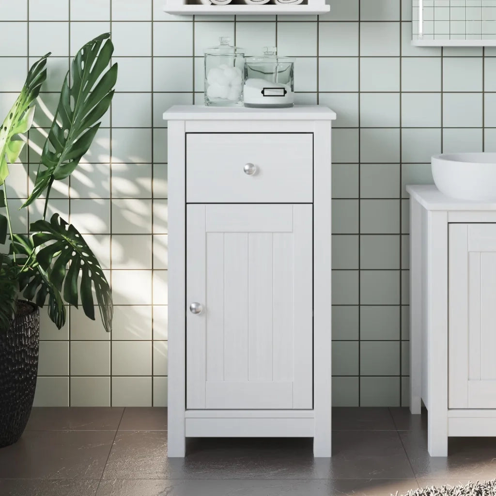 Mobile da Bagno BERG Bianco 40x34x80 cm Legno Massello di Pinocod mxl 84320