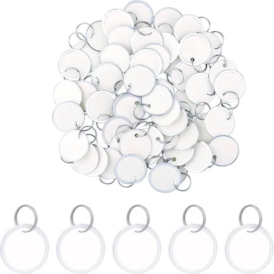 50 Etichette Metalliche a Cerniera per Bagagli 32 mm per Chiavi - Etichette in Carta con Cerniera per Etichette Codice per Bagagli