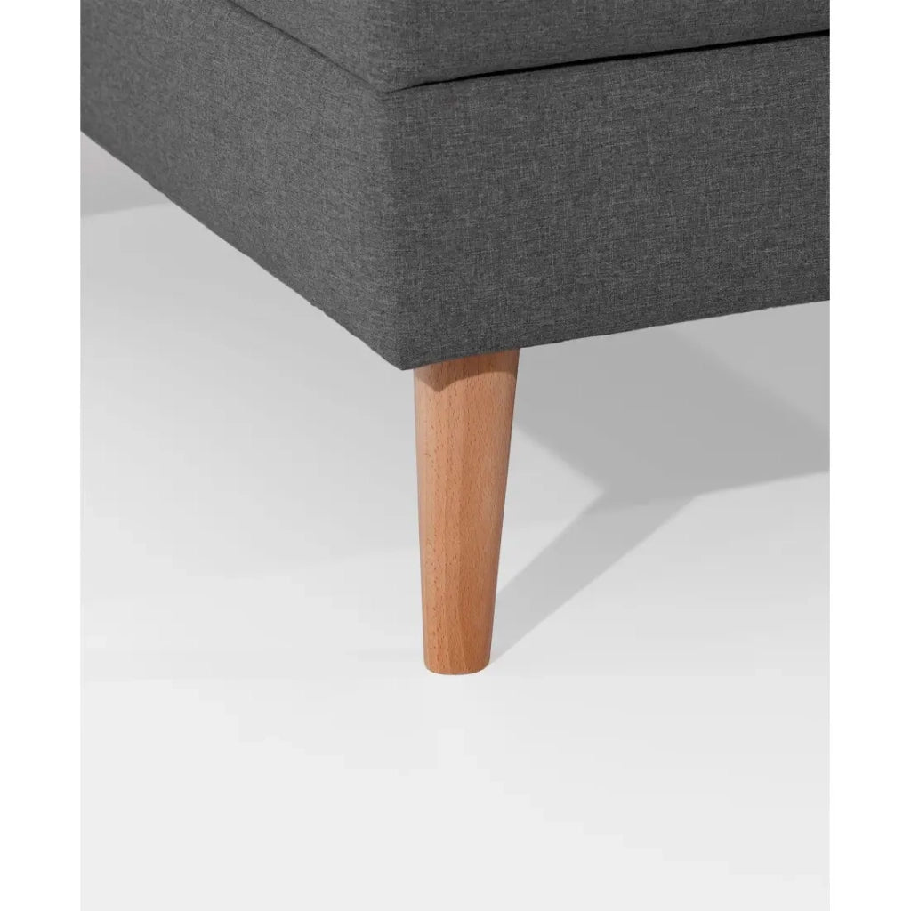 Divano angolare convertibile HASGARD 3 posti grigio scuro 248x162 cm - con contenitore e piedi in legno