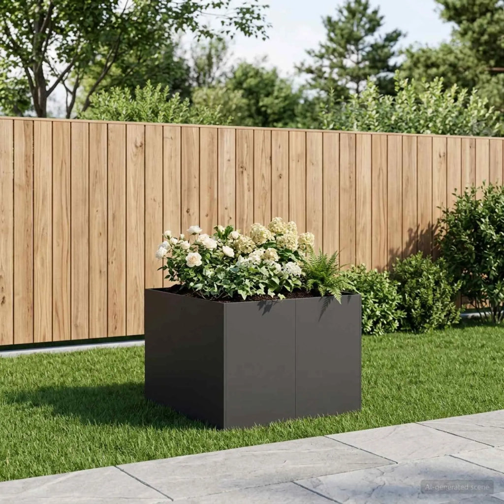 Vaso da giardino Nero 80 x 80 x 60 cm Acciaio laminato a freddo 8005918