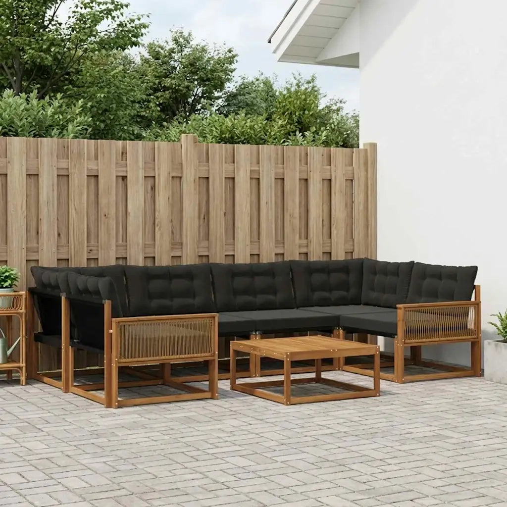 Set di divani da esterno con cuscino 7 pcs Naturale e Nero 3381284