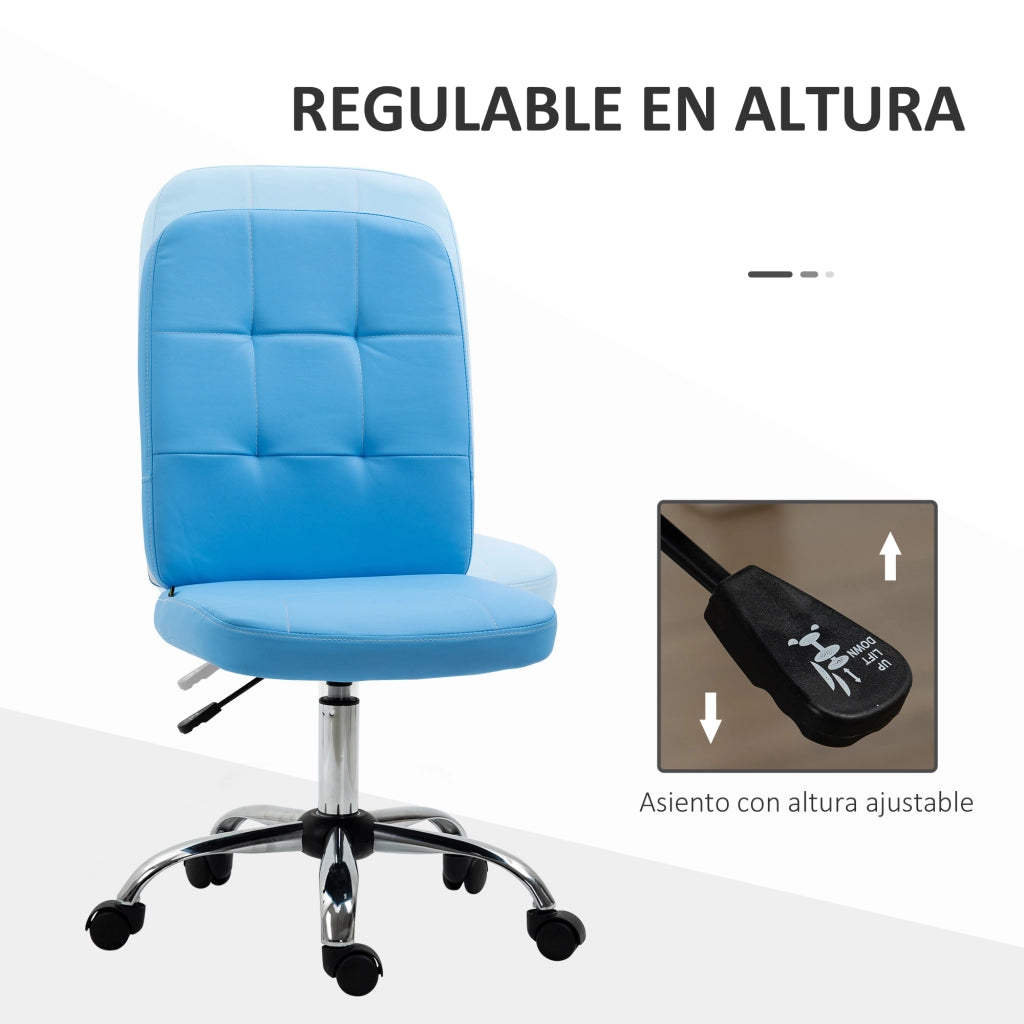 Sedia da Ufficio Girevole in Similpelle ¨C zephmum ¨C Blu, Regolabile 45x59x90-100 cm