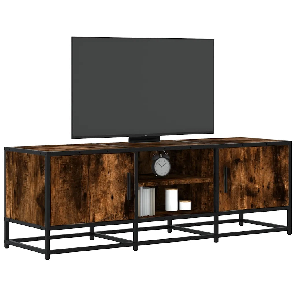 Mobile TV Rovere Fumo 120x35x41 cm Legno Multistrato e Metallo 848841