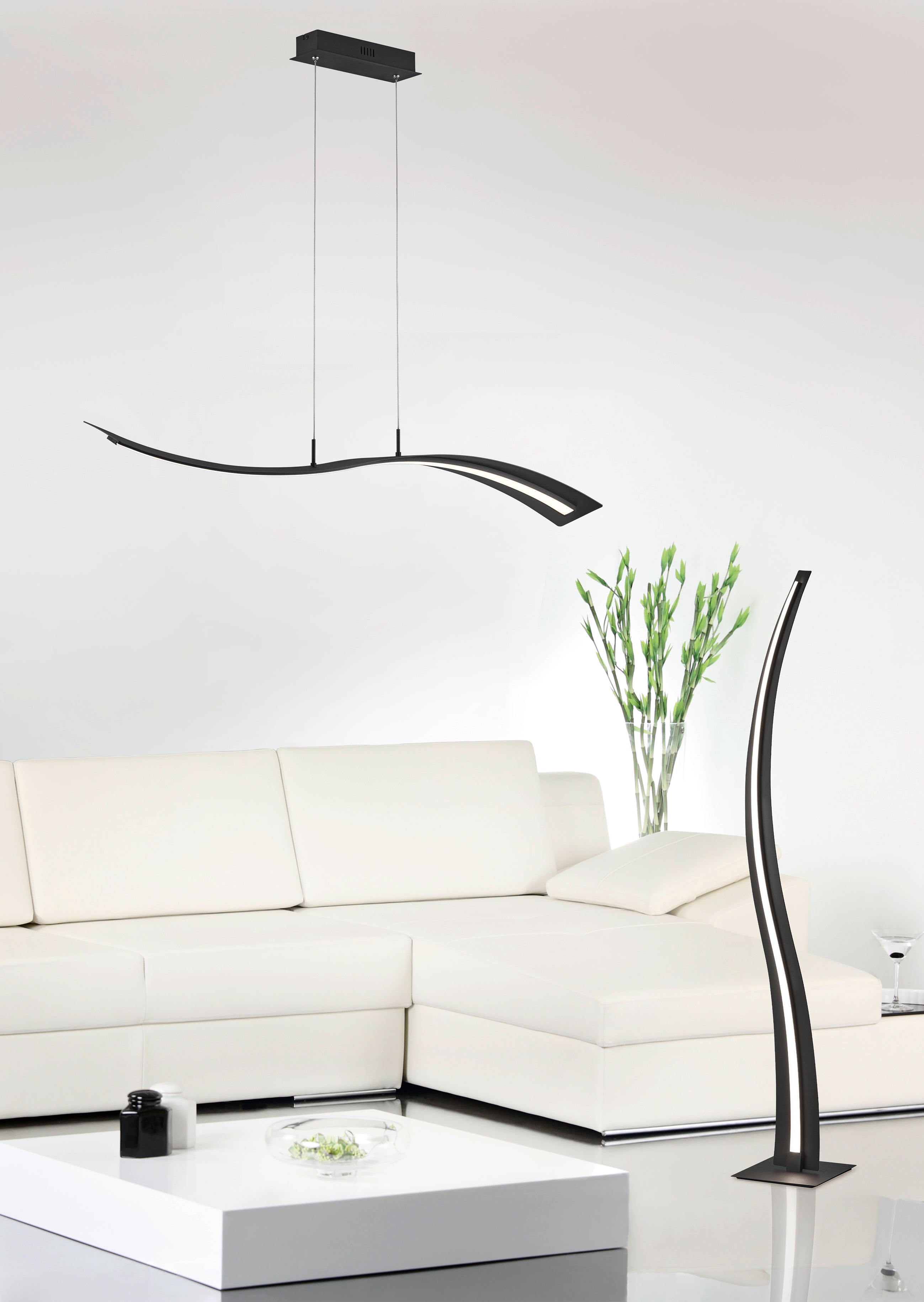 Lampada a Sospensione da Interno a LED in Metallo Nero Opaco