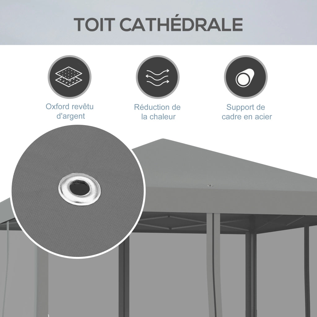 Tonnella pieghevole per giardino ¨C zephmum ¨C grigio 3x3m con zanzariere e sacco