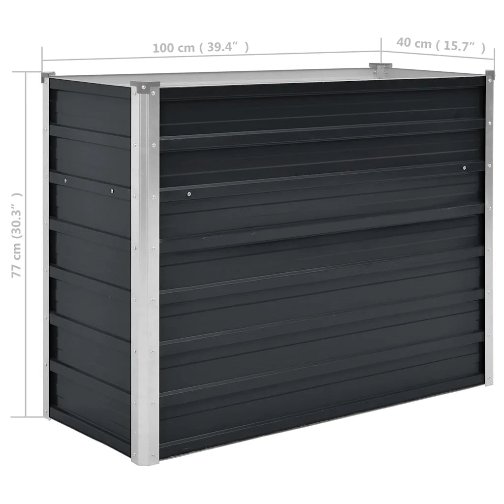 Fioriera per Giardino Antracite 100x40x77 cm in Acciaio Zincato 45732