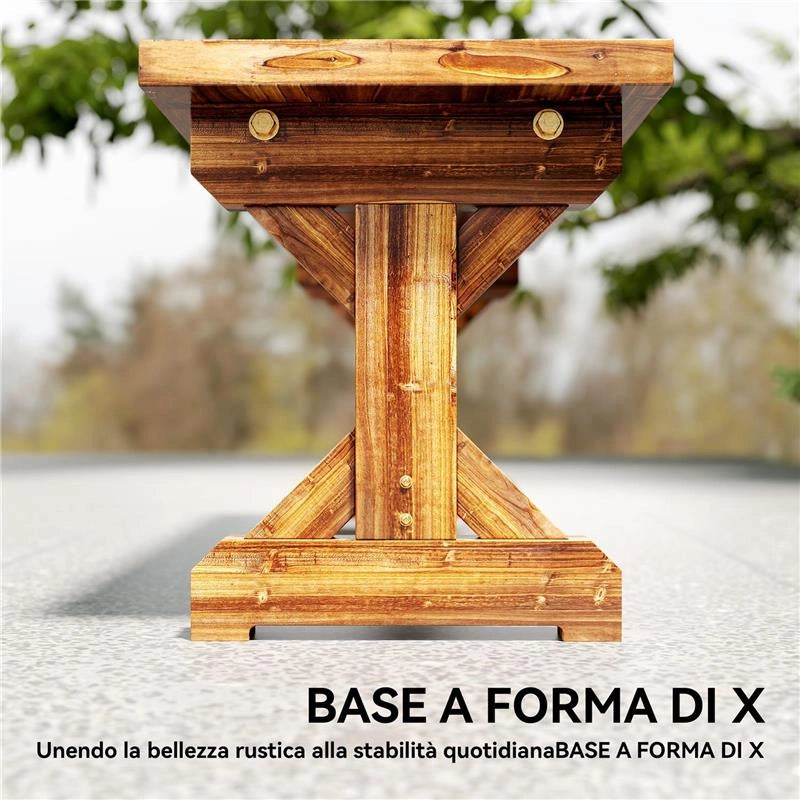 PANCA DA GIARDINO 2 POSTI IN LEGNO DI ABETE SENZA SCHIENALE IN STILE RUSTICO, 114LX40PX46A CM