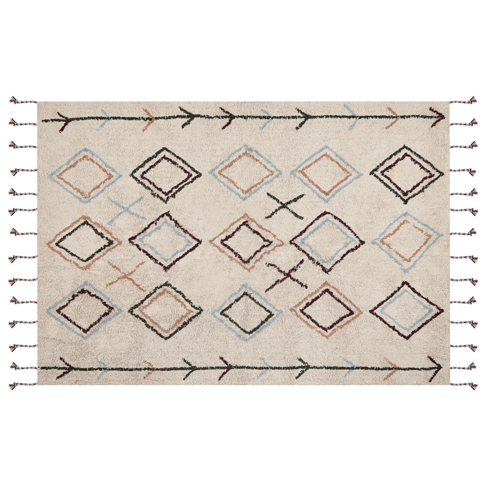 Tappeto multicolore 160 x 230 cm in cotone motivo geometrico soggiorno camera da letto