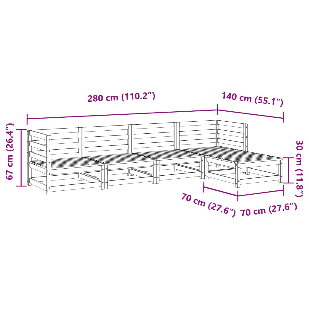 Set Divani da Giardino 5 pz | Set Salotto da Giardino in Legno Impregnato di Pino