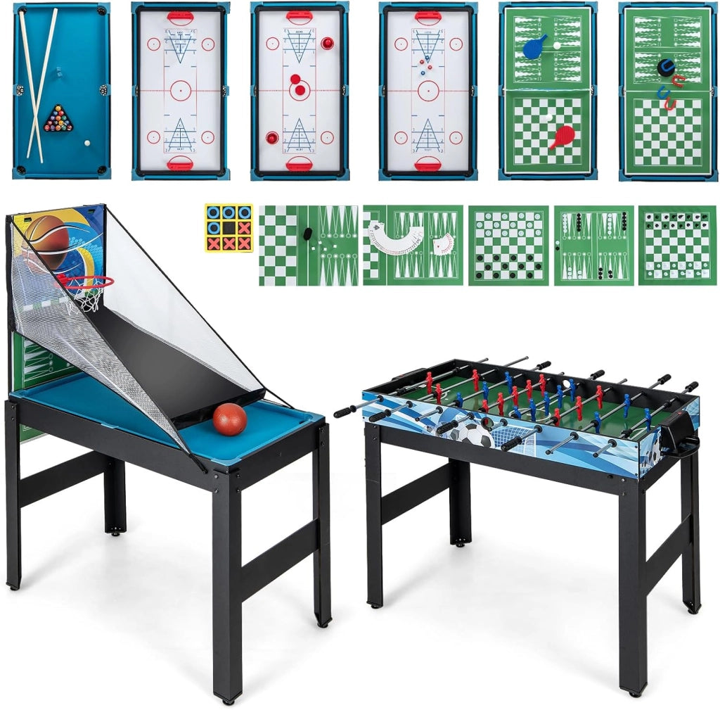 15 in 1 Set da Tavolo da Gioco Combo, Tavolo Multigioco Basket Calcetto Hockey Biliardo Ping Pong Bowling Shuffleboard ecc, Set Combinato per Giochi Multipli per Bar Casa Ufficio