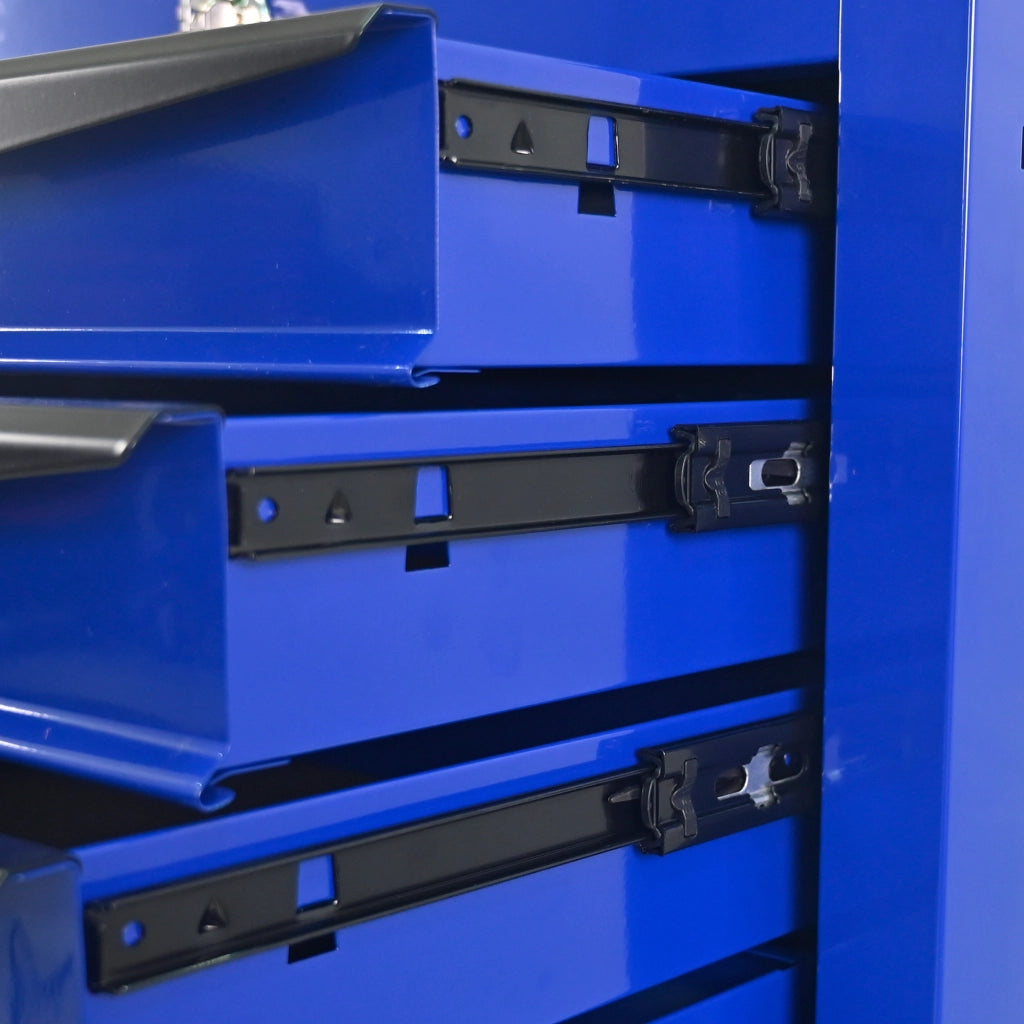 CARRELLO PORTA ATTREZZI 6 Cassetti con ruote, Acciaio Nero/Blu
