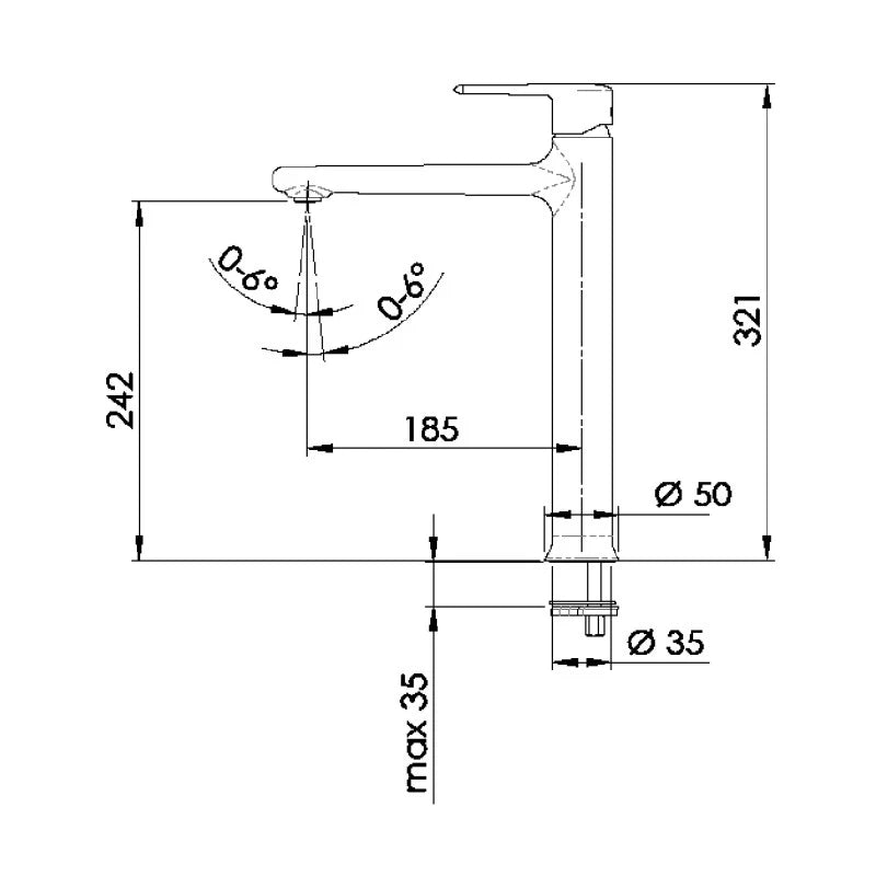 Rubinetto alto per lavabo con scarico click-clack, serie vanity