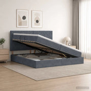 Letto con contenitore e materasso Grigio Scuro 200 x 200 cm 3459772