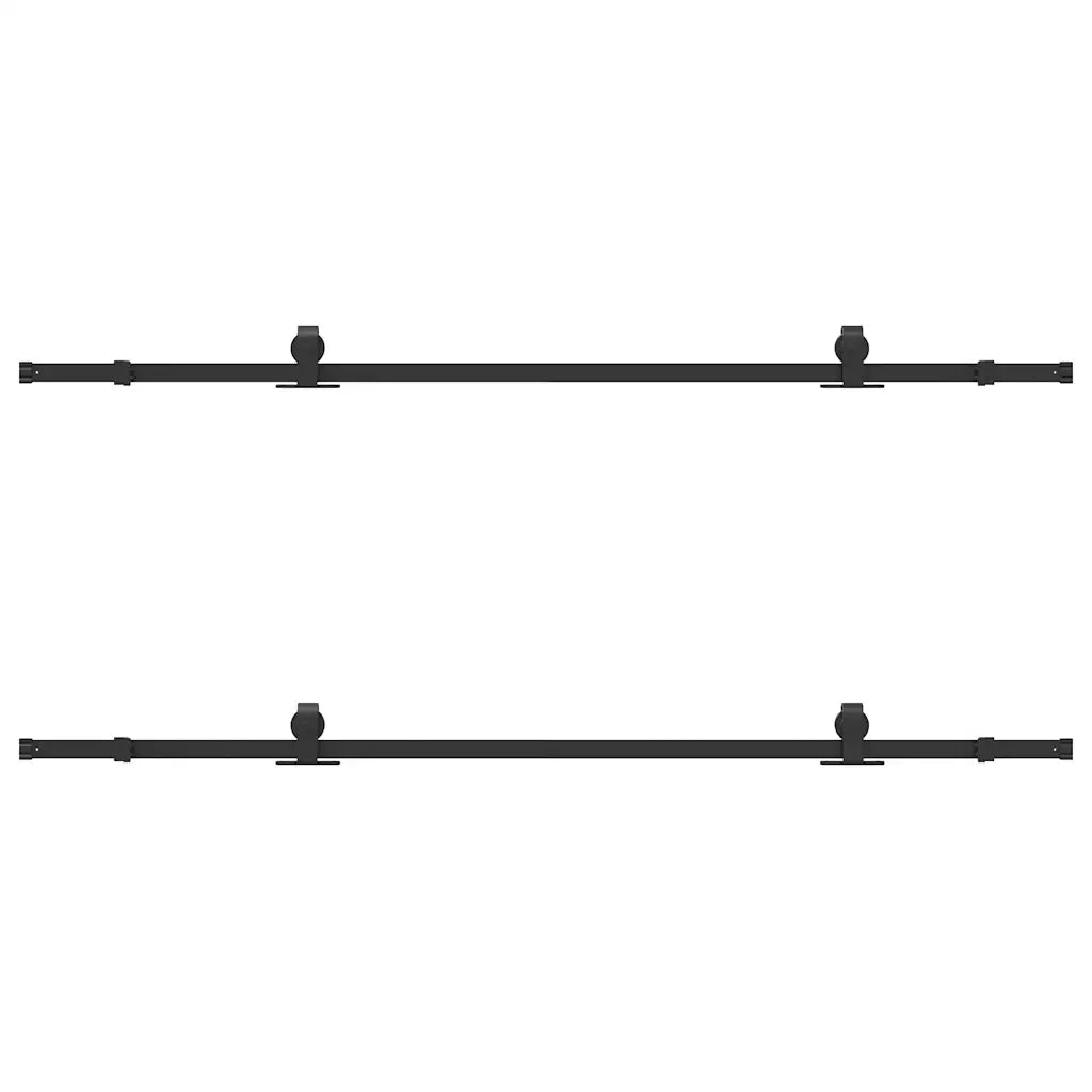 Kit di Binari per Porte Scorrevoli 213,5 cm Acciaio Nero 3295732