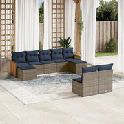 Set Divani da Giardino 9 pz con Cuscini Grigio in Polyrattan 3228056