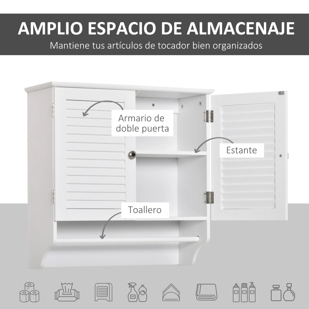 Armadietto da Bagno Sospeso con 2 Ante ¨C zephmum ¨C Bianco 60x23x60 cm