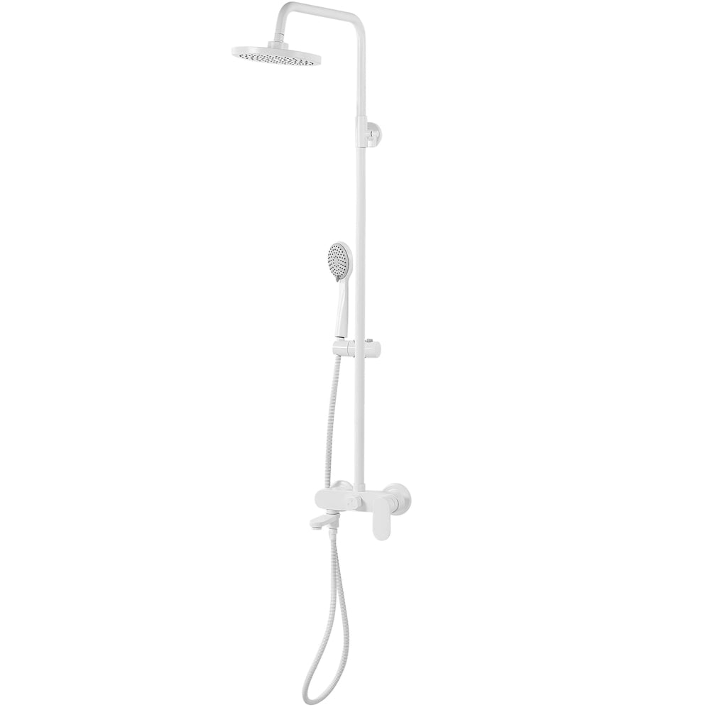 Moderno Set Colonna Doccia da Muro con Soffione a Pioggia in Ottone Bianco Opaco