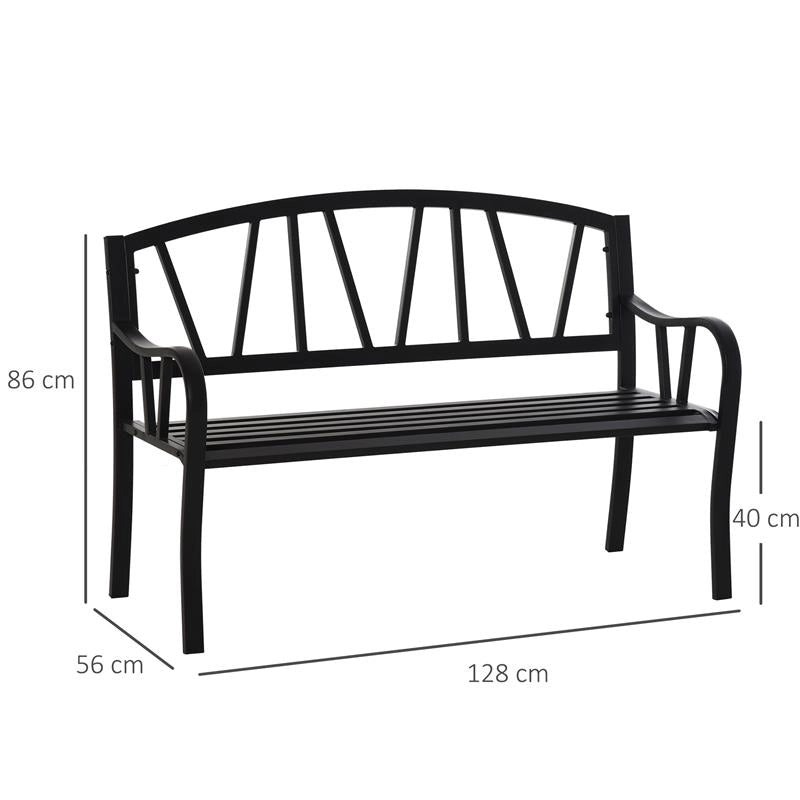 PANCHINA DA GIARDINO 2 POSTI  IN METALLO 128 X 56  X 86 CM NERO