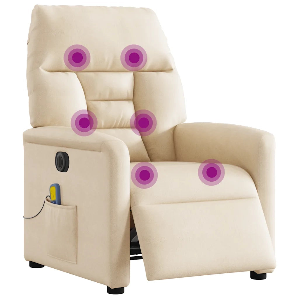 Poltrona Reclinabile Massaggiante Elettrica Beige Microfibra
