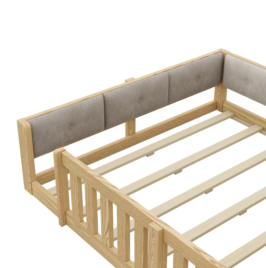 Letto per bambini 140 x 200 cm con sponde, LED e contenitore