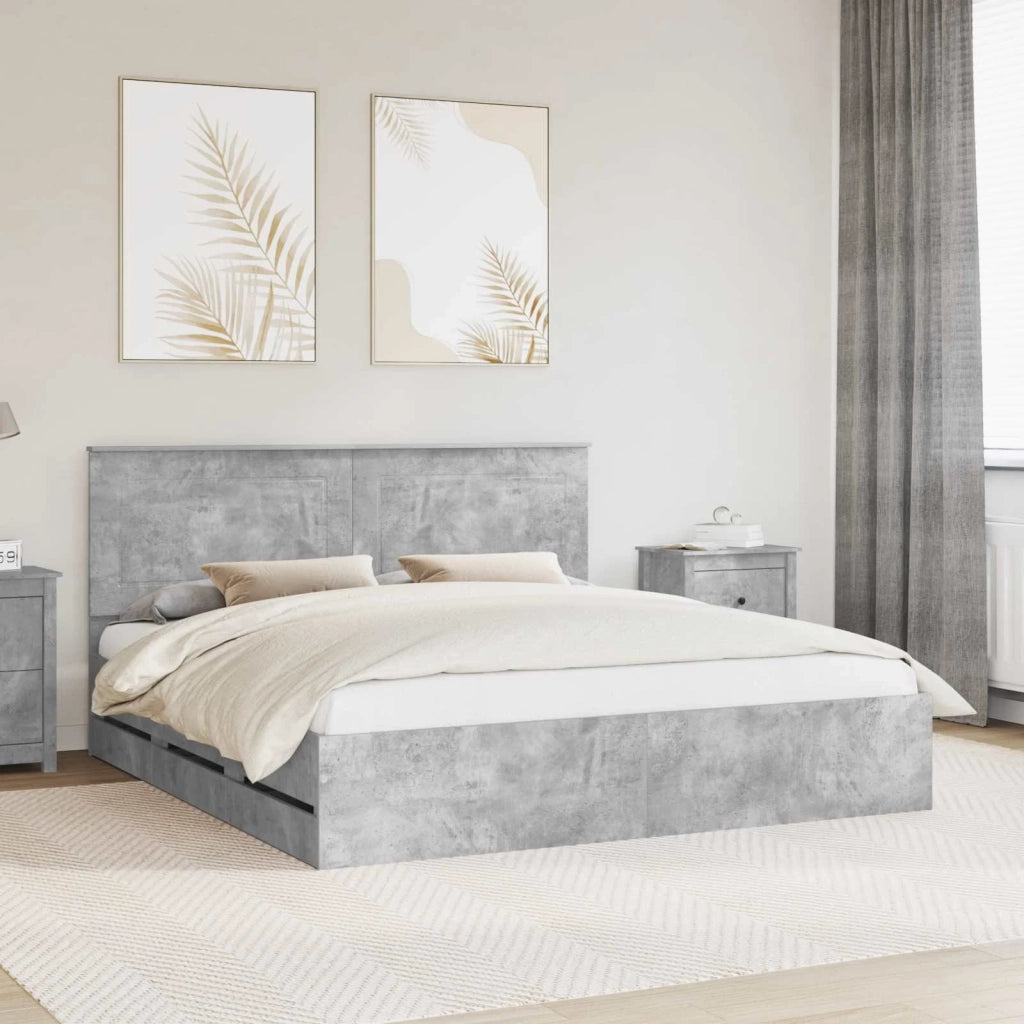 Struttura del letto con cassetto Grigio cemento 200 x 200 cm