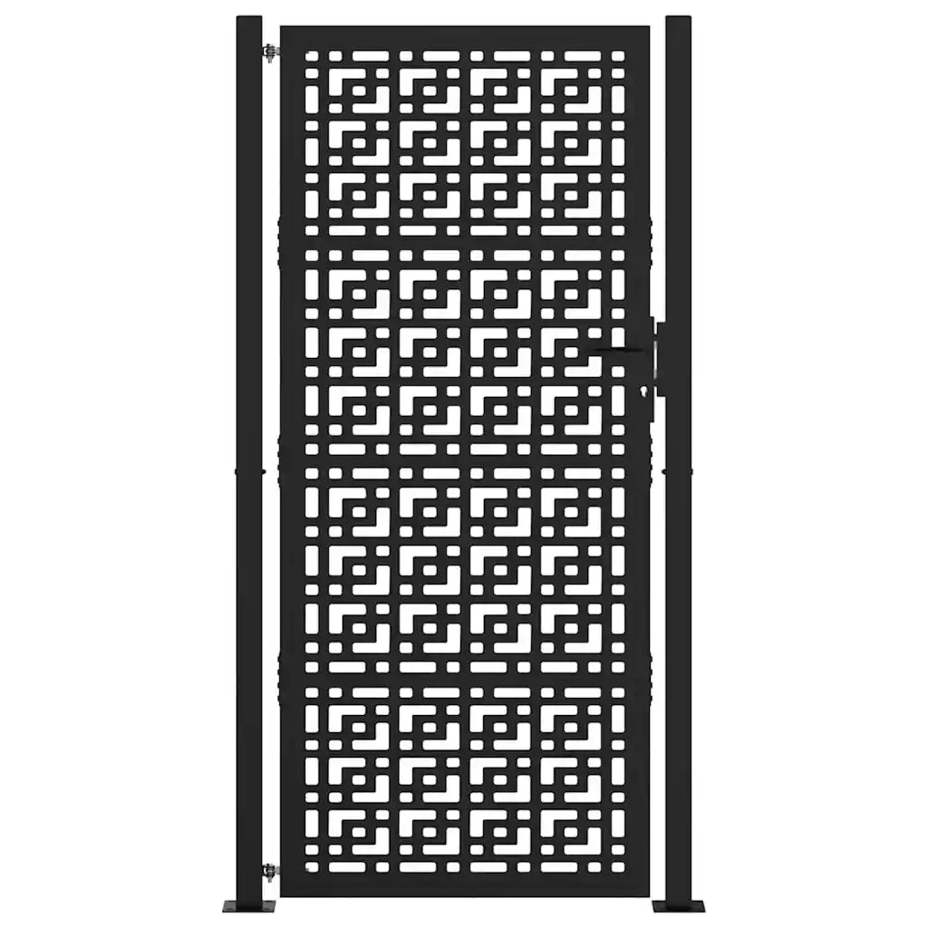 Cancello Giardino Nero 105x205 cm in Acciaio Design a Croce