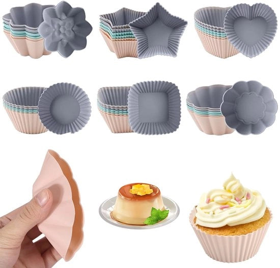 Muffinere Moulds in Silicone - 36 Pezzi - Riciclabili - Multifunzionali - Per Cotture e Pudding - Ideali per la Famiglia