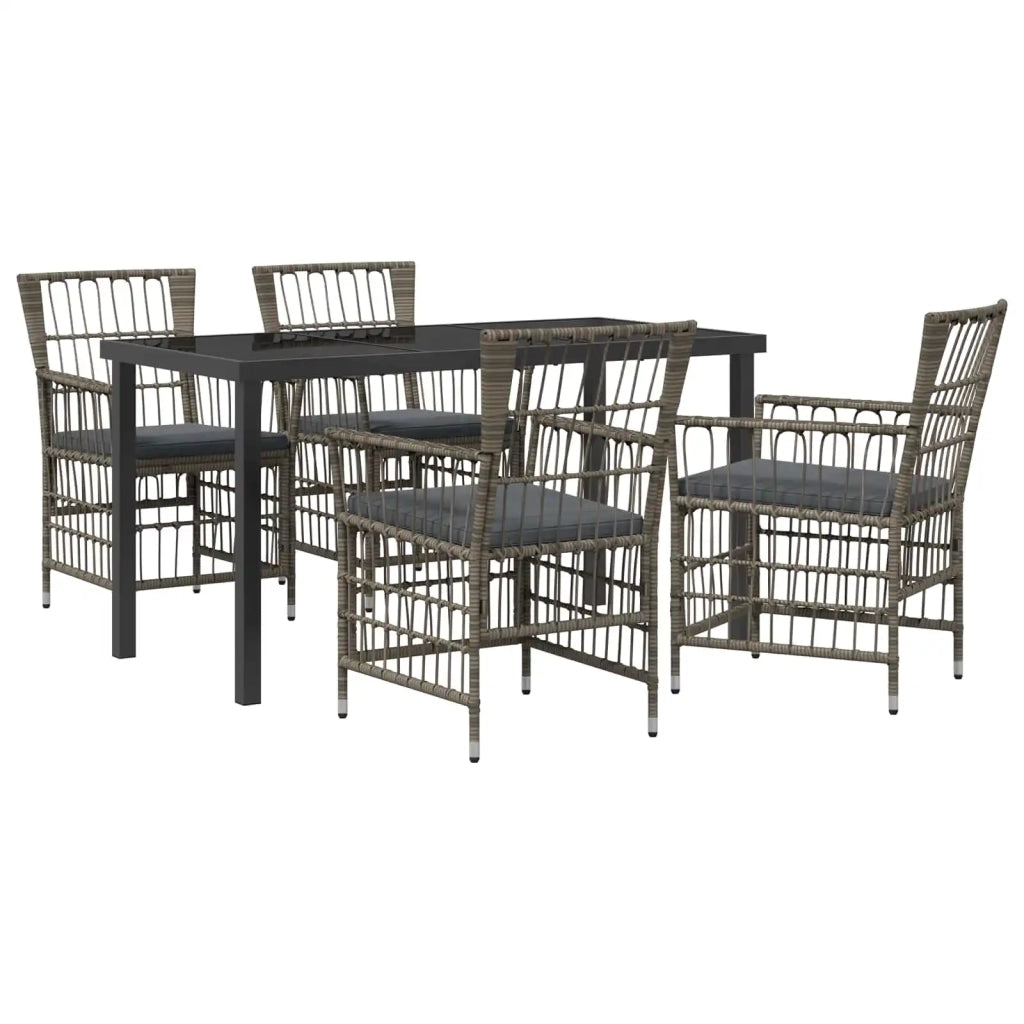 Set da pranzo per esterni 5 pz Grigio polyrattan 3448927