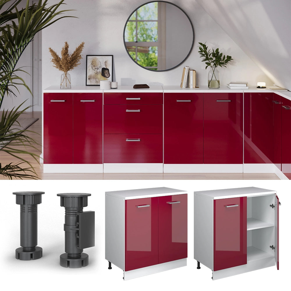 Mobile per mansarda Rion Rosso lucido/Bianco 80 x 83.8 cm senza inclinazione con 2 ante Vicco