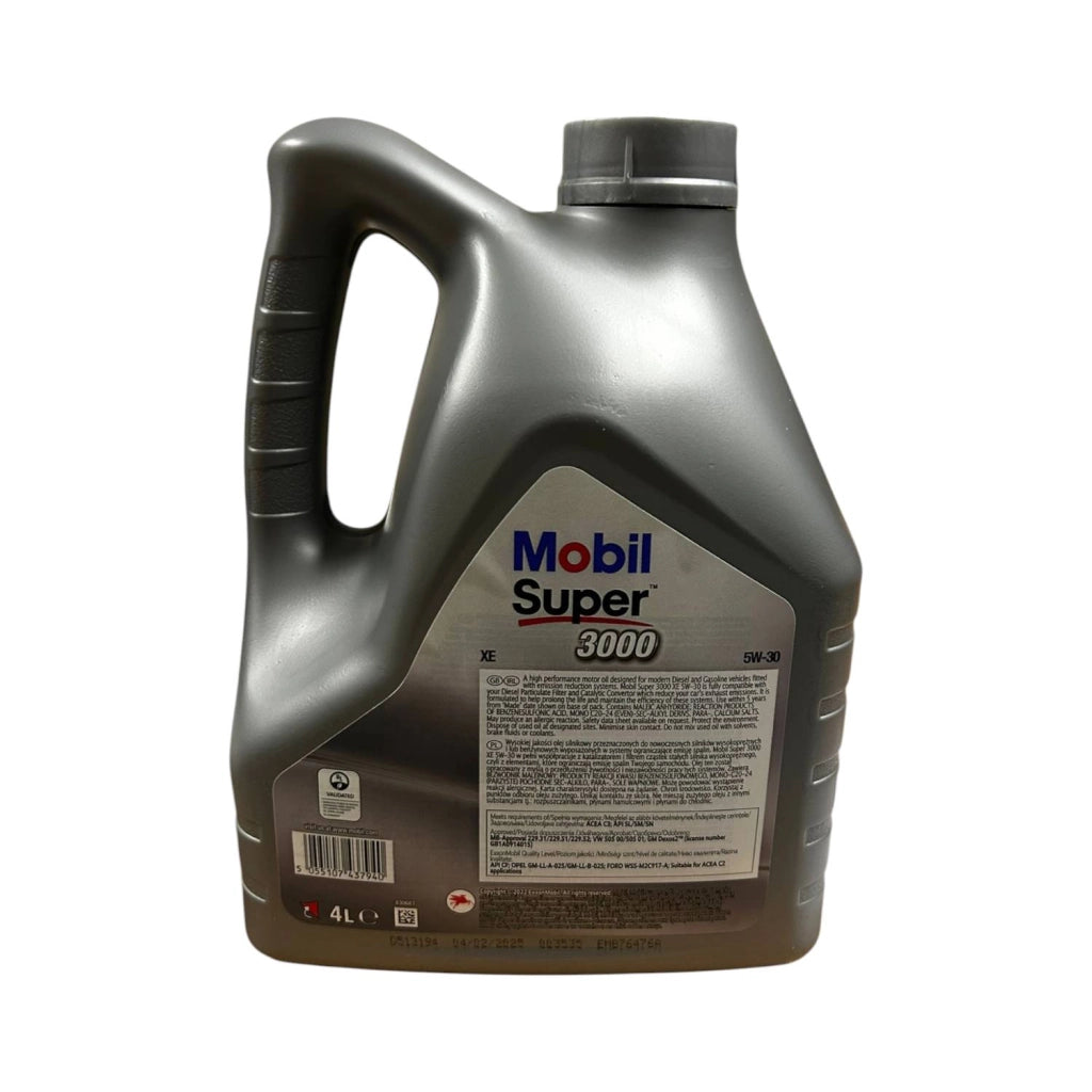 OLIO LUBRIFICANTE PER MOTORI MOBIL SUPER 5W-30 BENZIA E DIESEL 3000 4LT