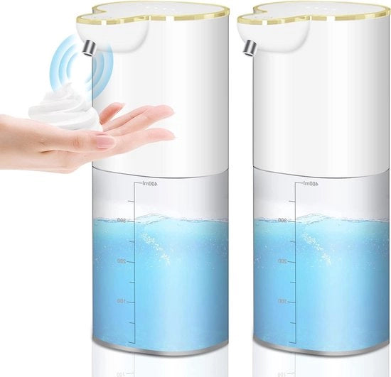 Dispensatore di sapone schiumante senza contatto 400 ml IPX5 impermeabile alla pioggia, montaggio a parete tavolo-sensore per cucina e bagno - 2 pezzi