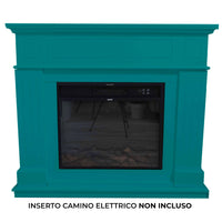 Cornice da Pavimento per Inserto Camino Elettrico 110x94,9x24,9 cm in MDF Sined Pienza Turchese