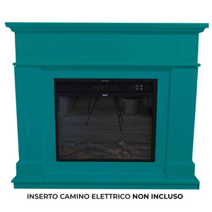 Cornice da Pavimento per Inserto Camino Elettrico 110x94,9x24,9 cm in MDF Sined Pienza Turchese