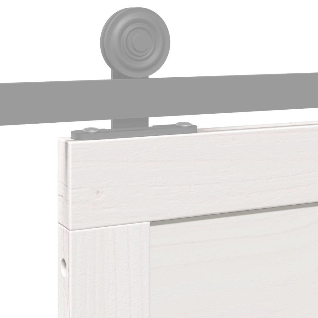 Porta a Fienile Bianca 90x208 cm in Legno Massello di Pino