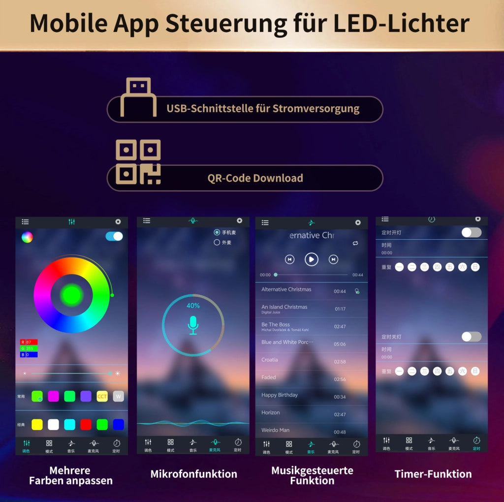 Mobile alto multifunzione con scrivania, LED e ante scorrevoli