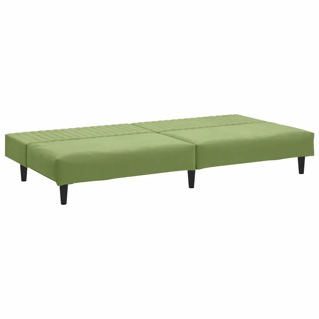 Divano Letto a 2 Posti Verde Chiaro in Velluto 375929