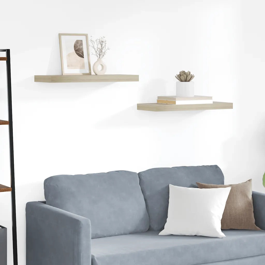 Scaffali a Parete 2 pz Rovere 60x23,5x3,8 cm in MDF 323875