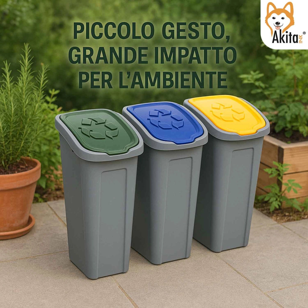 Akitaink Set 3 Pattumiere Slim Differenziata